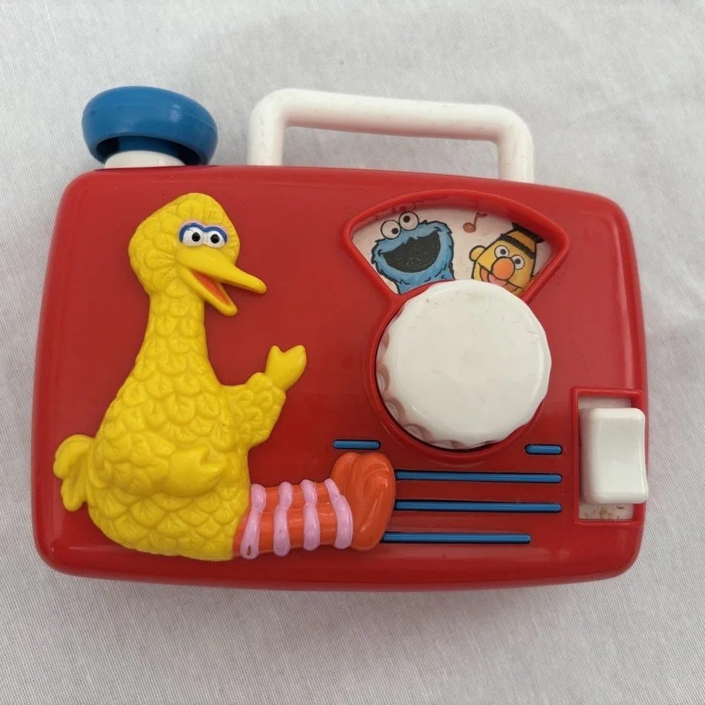 Vintage Big Bird Wind Up Radio Music Toy TYCO Jim Henson Sesame Street WORKS